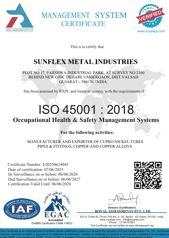 Material Test Certificate — Sunflex Metalloy